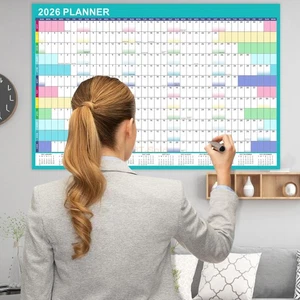 2026 Wall Calendar Yearly Calendar Planner with Marker and Adhesive Stickers - Picture 1 of 10