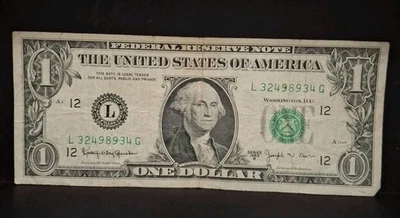 1963 L $1 Joseph Barr One Dollar Bill Federal Reserve Note San Francisco  - Image 1 of 4