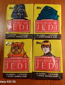 (4) 1983 TOPPS RETURN OF THE JEDI UNOPENED PACKS - LUKE VADER JABBA - Picture 1 of 2