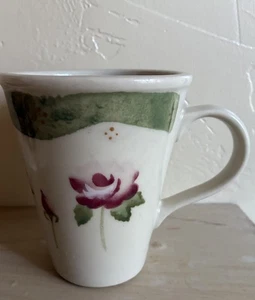 HARTSTONE POTTERY USA 16 Oz Latte Coffee Mug Pink Roses Vtg & Htf NEW COND - Picture 1 of 4