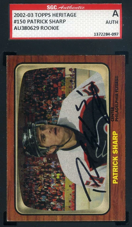 Patrick Sharp 2002 03 Topps Heritage Rookie SGC Autograph Authentic Hand Signed - Image 1 of 1