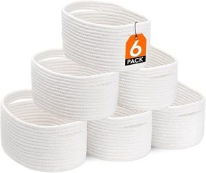 6 Pack Woven Baskets for Storage, Cotton Rope Baskets Cube Storage Bins - Picture 1 of 7