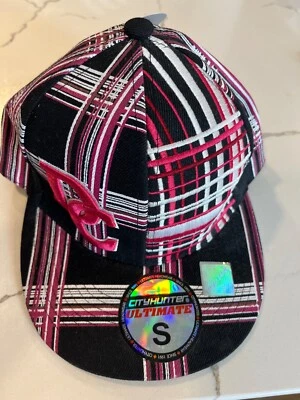 Baseball Cap City Hunter DC Hat - Black Pink White Plaid Fitted Vintage w/tag - Image 1 of 4