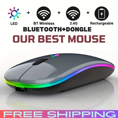 Bluetooth Mouse for Apple Mac mini PC Wireless Bluetooth and Dongle mouse Dual - Image 1 of 4