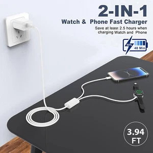 2in1 Magnetische kabellose Uhr Ladegerät für Apple Watch Ultra2 S10 iPhone 14 13 - Afbeelding 1 van 17