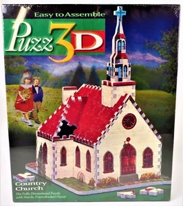 Vintage 3D Puzzle "Country Church" 1995 Puzz3D - 254 Teile - NEU fabrikversiegelt - Bild 1 von 8