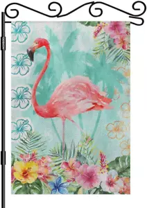 Pink Flamingo Garden Yard Flag 12.5"X 18" Double Sided Polyester Summer Fresh Pa - Picture 1 of 6