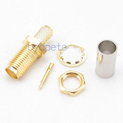 RP-SMA female RF Connector male pin crimp for RG58 RG142 RG400 LMR195 cable - Image 1 of 4