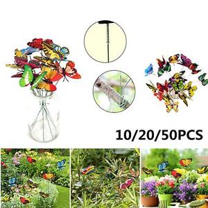 10-50Pcs Colorful Garden Butterflies Stakes Patio Flowerpot Ornaments Decor
