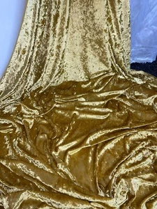 1 METER GOLD LUXURY CRUSHED SOFT VELVET FABRIC 58" WIDE - Picture 1 of 5