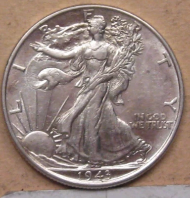 AU 1943 DOLLARO D'ARGENTO WALKING LIBERTY MEZZO. - Immagine 1 di 4