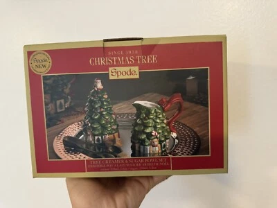 Spode Christmas Tree Hand Painted Sugar and Creamer Set NEW in BOX - Image 1 of 4