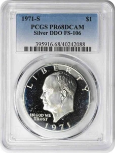 1971-S Eisenhower Dollar DDO FS-106 PRF68DCAM PCGS - Picture 1 of 2