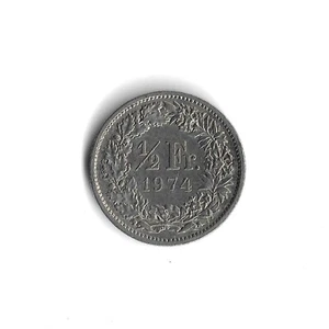 1974 Switzerland 1/2 Franc World Coin - KM# 23a - Picture 1 of 2