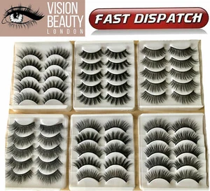5 Pair 3D Mink False  Wispy Long Thick Soft Fake  EyeLashe Mink False UK Seller - Picture 1 of 9