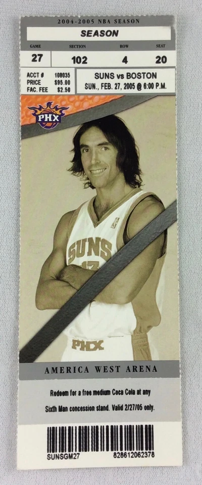 Boleto de baloncesto NBA 2005 27/02 Boston Celtics at Phoenix Suns-Paul Pierce 25pt Foto 1 de 1