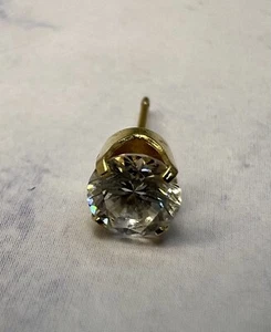 Pendientes de tachuelas individuales de zirconio cúbico de oro amarillo de 14 K vintage - Imagen 1 de 7