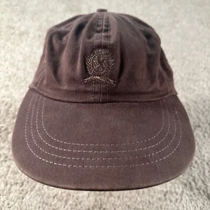 Vtg Tommy Hilfiger Hat Cap Adult Brown Leather Strap wide Brim Small Logo USA - Picture 1 of 9