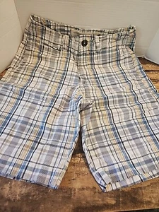 American Eagle Mens Longer Length Plaid Shorts Size 28 Blue Casual Board Chinos - Picture 1 of 10