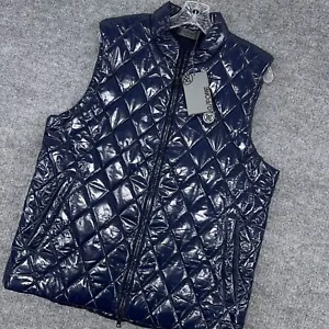 Gilet G/FORE uomo M blu navy crepuscolare imbottito trapuntato rivestito nylon foderato lana zip intera - Foto 1 di 11