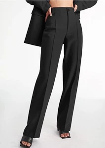 NEU Commense Hose hoher Bund flache Vorderseite gerades Bein schwarz M - Bild 1 von 3