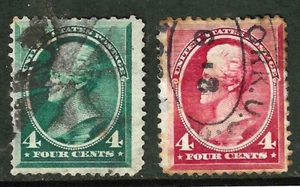 Sc #211 #215 Fancy Cancels 4 Cent Jackson Banknote 1883-1888 US 14B63 - Picture 1 of 4