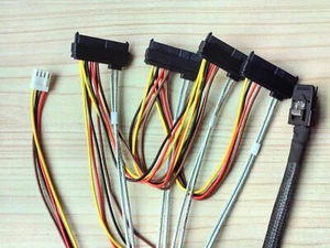 Mini SAS 36 Pin SFF-8087 to 4x SAS/SFF-8482 with 1 Power HDD Cable 3FT 1M - Bild 1 von 2