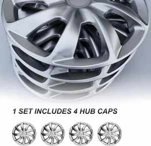 15" Silver Wheel Covers 4-Set Full-Rim Easy Snap-On Hubcaps R15 Universal READ - Bild 1 von 19