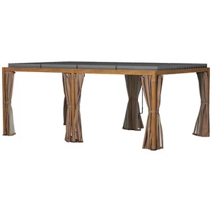 12x19 ft Patio Aluminum Outdoor Pergola with Roof Adjustable Louvered Curtain - Picture 1 of 9