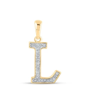 10kt Gelbgold Damen runder Diamant Initiale L Buchstabe Anhänger 1/12 cttw - Bild 1 von 1