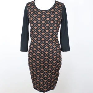 Langarmiges Damenkleid aus geometrischem Strick Bodycon - Bild 1 von 5