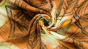 Sari de seda pura indio vintage sari crepé chino tela impresa abstracta PGS1422 - Imagen 1 de 9