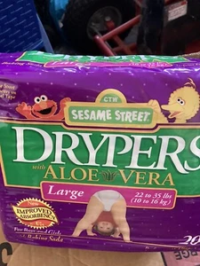 Vintage 1999 Drypers size 4 Large diapers Sealed Sesame Street Plastic Tabs - Picture 1 of 5