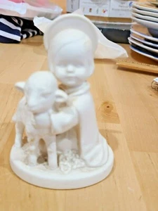 VINTAGE GOEBEL HJ 19 BISQUE WHITE NATIVITY ANGEL WITH LAMB FIGURINE  - Picture 1 of 8
