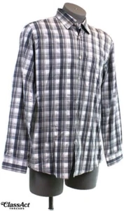 Joseph Abboud Camicia Uomo Grigio Plaid Cotone Manica Lunga Tg L - Foto 1 di 4