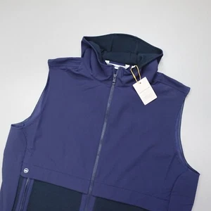 Peter Millar Crown Sport Via Vest Hooded Navy Blue MS24EZ35 Men's Size L $225 - Picture 1 of 10