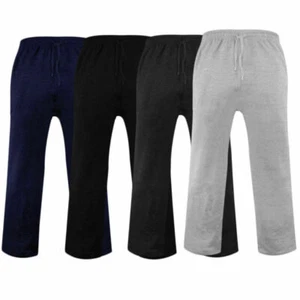 New Men's Fleece Joggers Casual Trousers Open Hem - Picture 1 of 5