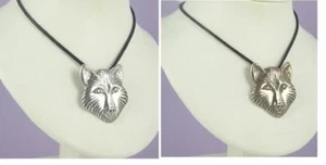 Colgante Wolf en cordón de cuero negro .925 plata de ley o bronce sin piedra EE. UU. - Imagen 1 de 6