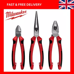 NEW Milwaukee 3 Piece Plier Set 4932492773 Combination Diagonal LongNose Genuine - Picture 1 of 6