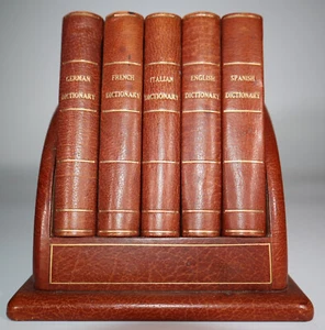 1976 Collins Gem Dictionaries Italian French German ASPREY Bound Bookcase Unique - Picture 1 of 19