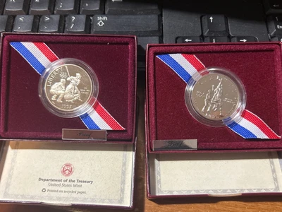 1996 Proof Olympic Soccer & 1995 Basketball Commemorative Half Dollar Box an Coa - Image 1 of 3