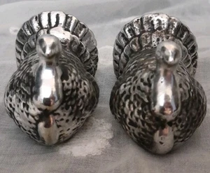 Ceramic Turkey Antique Silver Toned Salt And Pepper Shakers - Picture 1 of 7