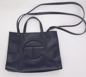 Telfar Vegan Leather (Polyester) Medium Shopping Tote Bag - Navy Blue - Picture 1 of 22