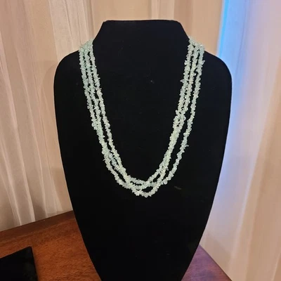 Collar aguamarina sin cortar 3 hilos 21 pulgadas Foto 1 de 4