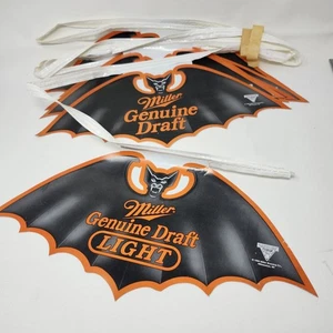 Vintage 1995 Miller Genuine Draft Halloween Bat Two Sided Paper Banner 8 Pieces - Picture 1 of 15