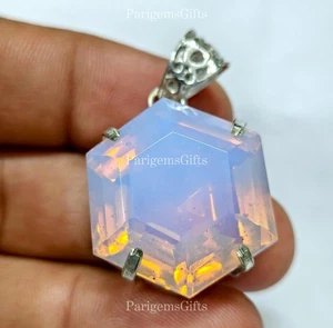71+ Ct Neow Pink Opal Hexagon Cut German Silver Solitaire Loose Gemstone - Picture 1 of 5