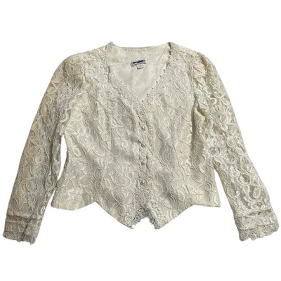 De Colección Ultra Vestido Nueva York Encaje Chaqueta Perla Botones Mujer Pequeño Mediano EE. UU. Marfil Foto 1 de 4