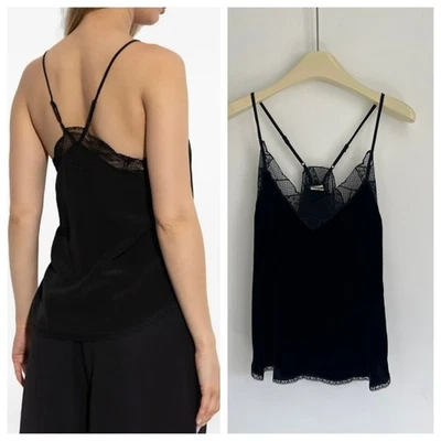 Colete Feminino França Zadig & Voltaire Veludo Seda Decote V Sexy Sem Costas Halter XS-L - Imagem 1 de 4