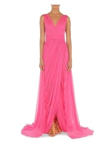 ALBERTA FERRETTI Womens Pink Layered Lined Sleeveless Full-Length Gown Dress 6 - Picture 1 of 4