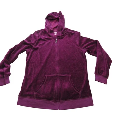 Chaqueta con capucha Made for Life de terciopelo púrpura con cremallera para mujer talla M Foto 1 de 4